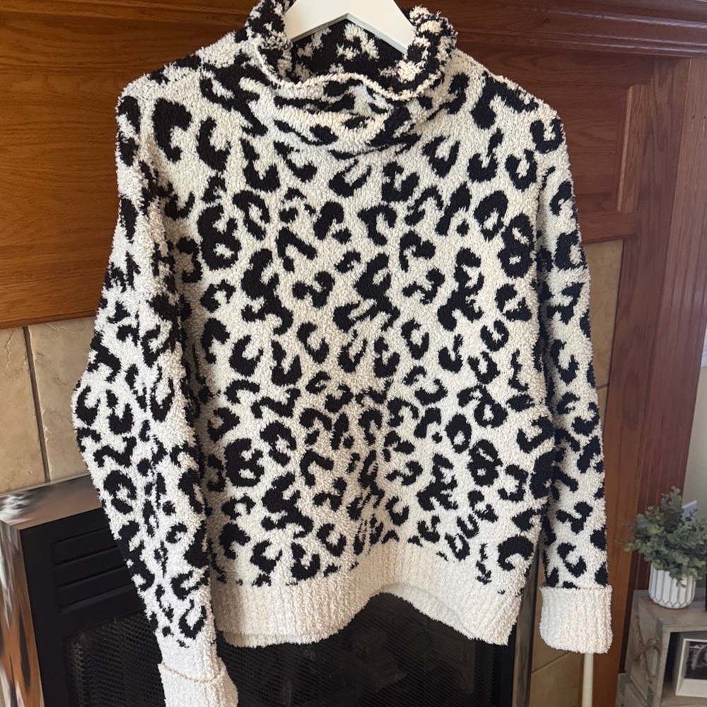 UGG Black and White Animal Print Turtleneck Sweater
